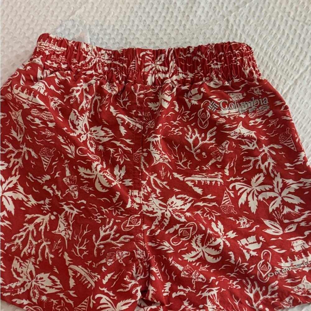 Columbia Red Tropical Print toddler Swim Suit Shorts - Picture 3 of 4
